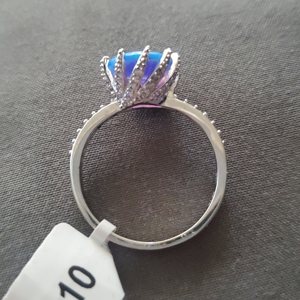 STERLING SILVER BLUE OPAL RING - Picture 5 of 5